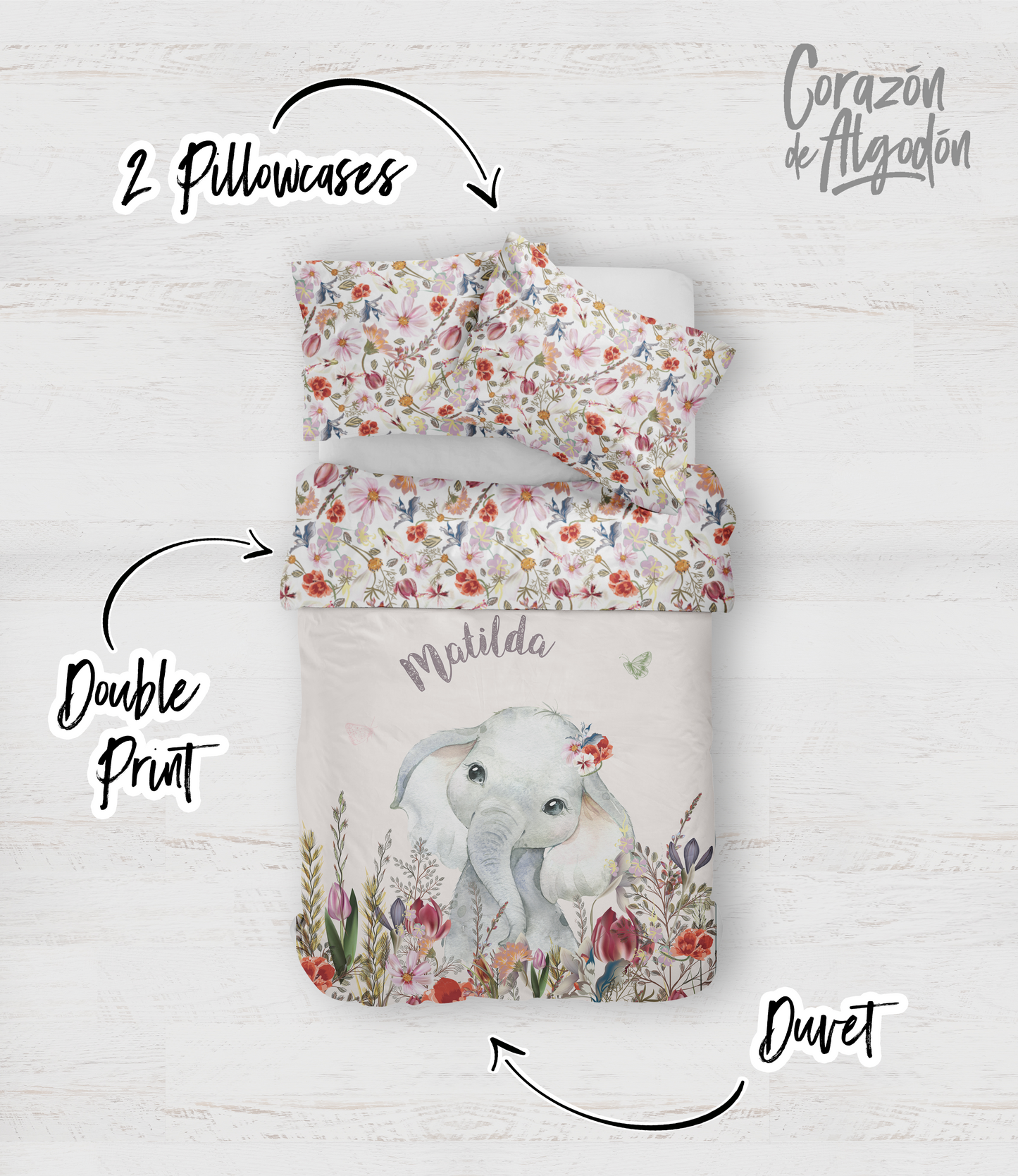 Beige Elephant Bedding set