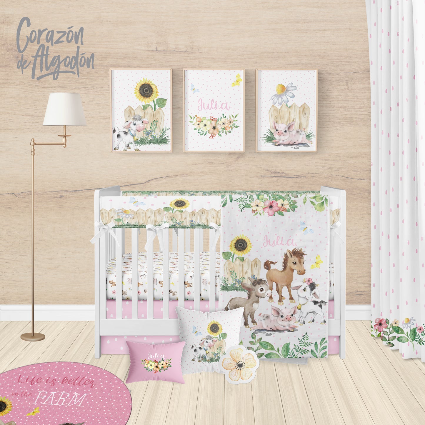 Girl Farm Crib Bedding Set