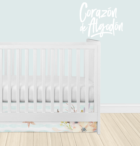 Floral anchor Crib Skirt