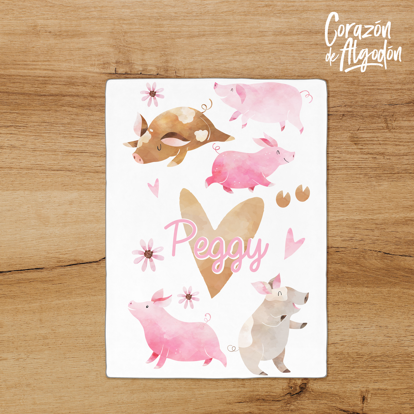 Heart Pigs Fleece blanket