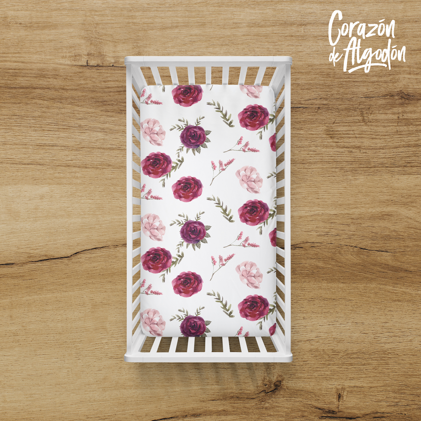 Burgundy Flowers Crib Bedding Set