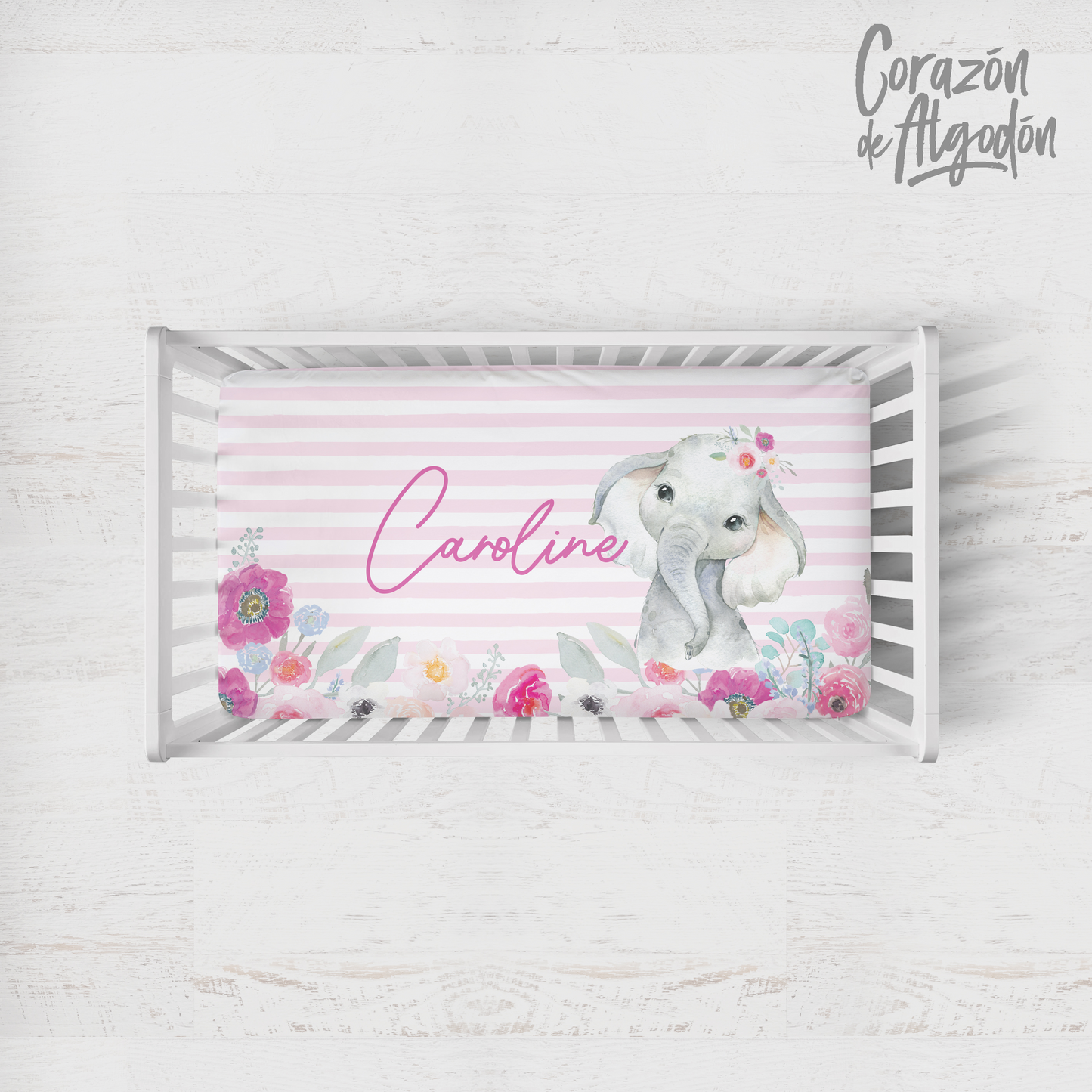 Pink Elephant Crib Bedding Set