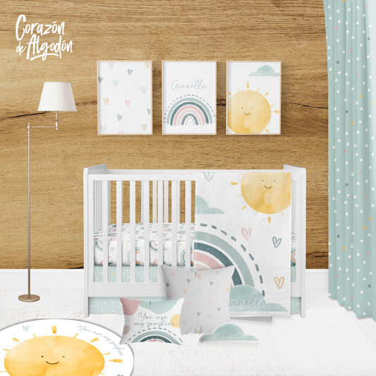 Watercolor Rainbow Crib Bedding Set