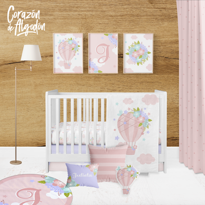 Girl Hot Air Balloon Crib Bedding Set