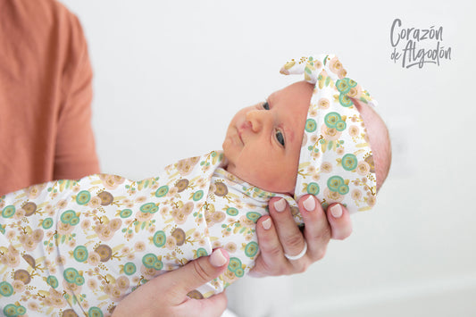 Brown Flowers Swaddle