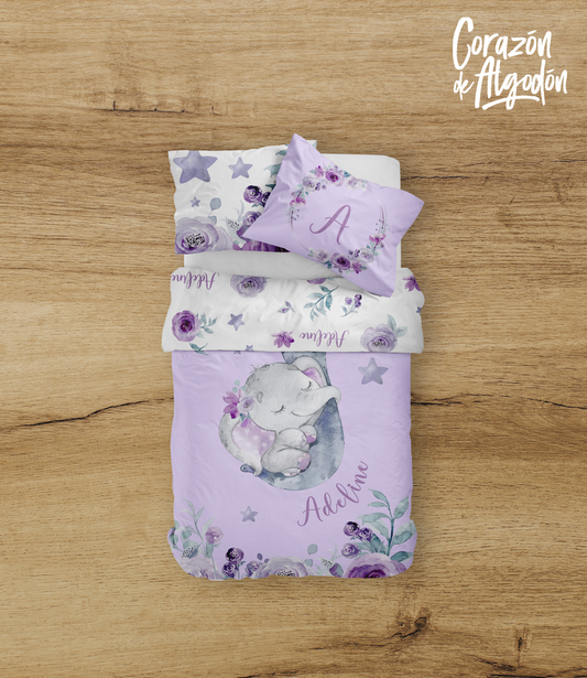 Purple Elephant Bedding set