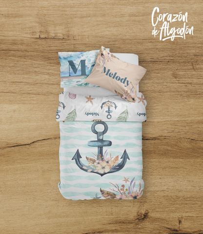 Floral anchor bedding set