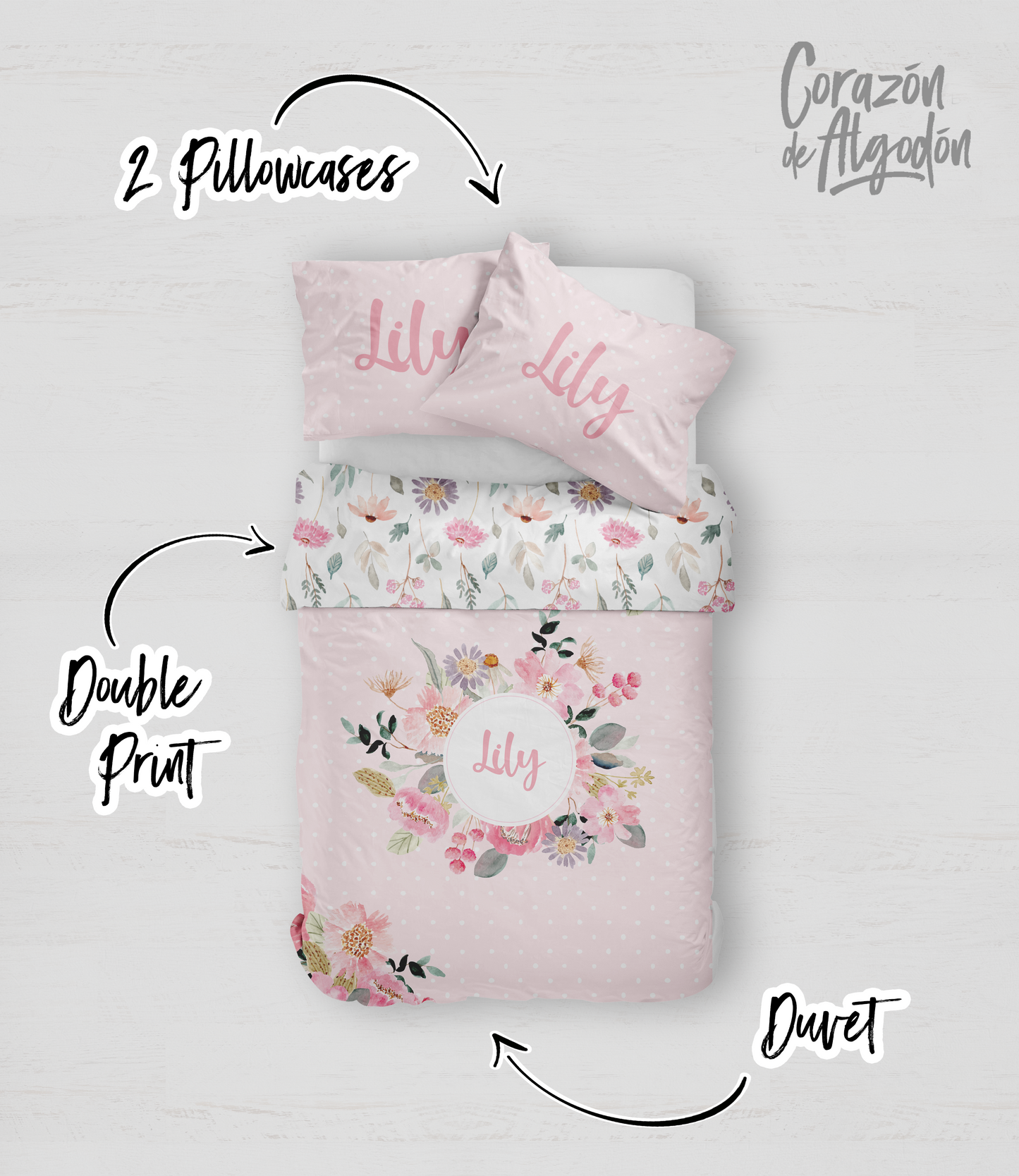 Pink Floral Mix Bedding set