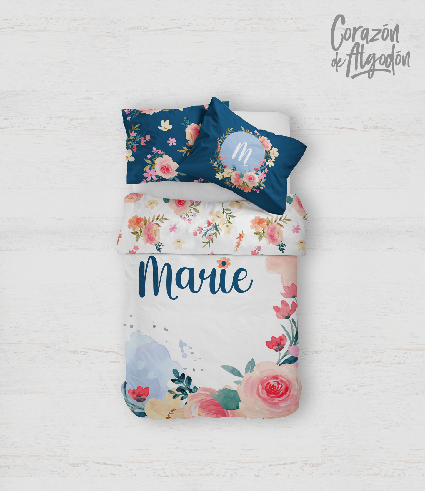 Blue Navy Floral Bedding set