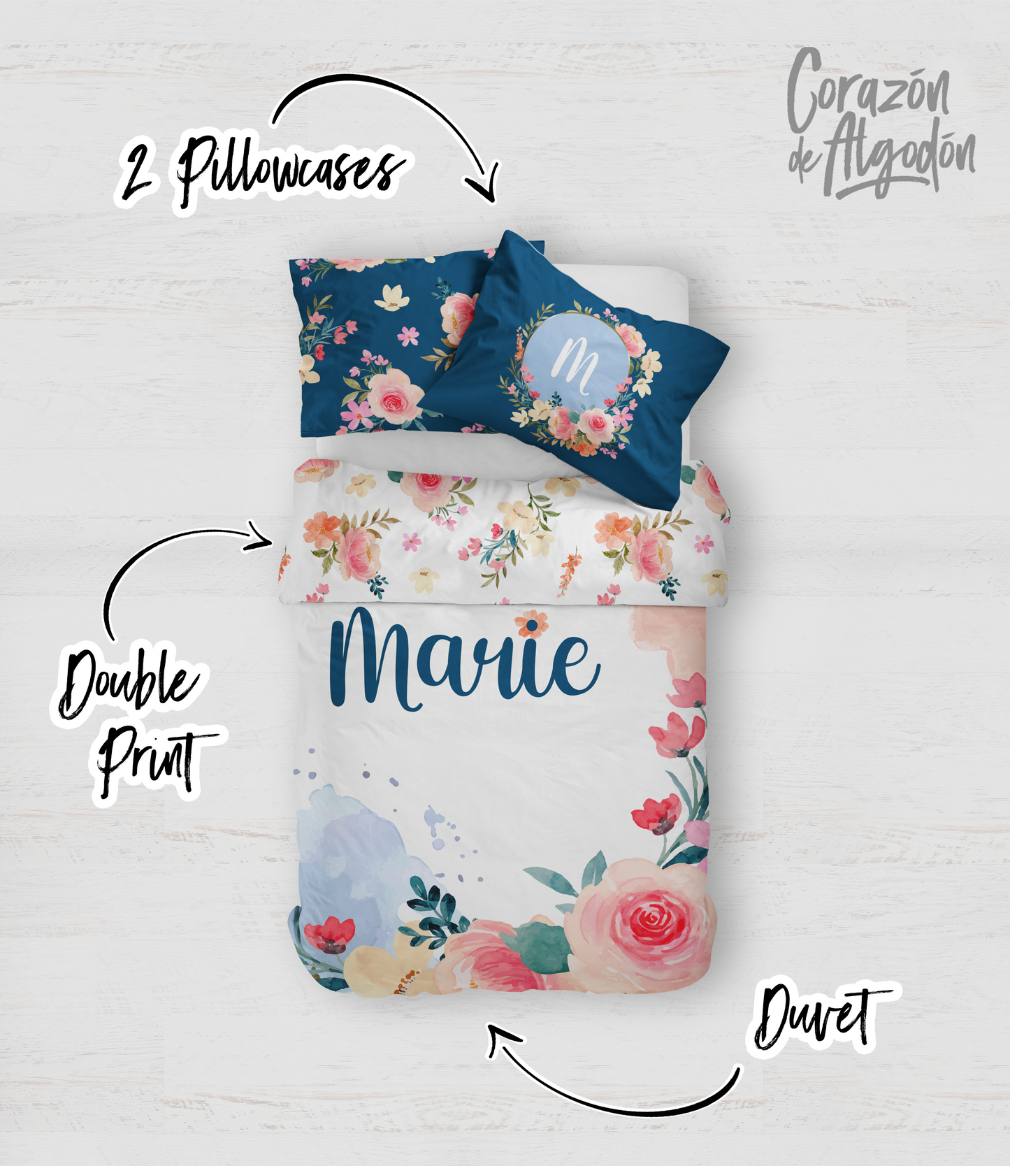 Blue Navy Floral Bedding set