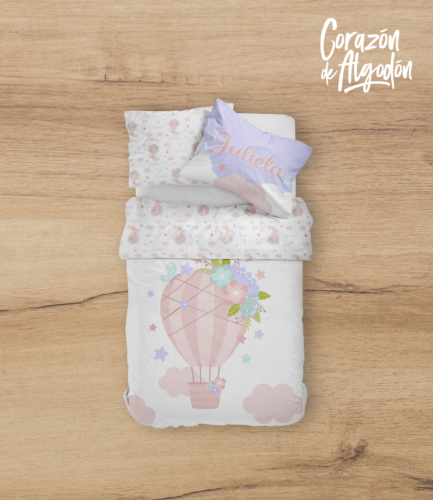 Girl Hot Air Balloon Bedding set