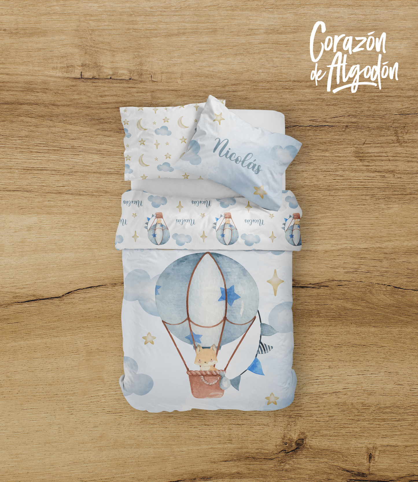 Boy Hot Air Balloon Bedding set