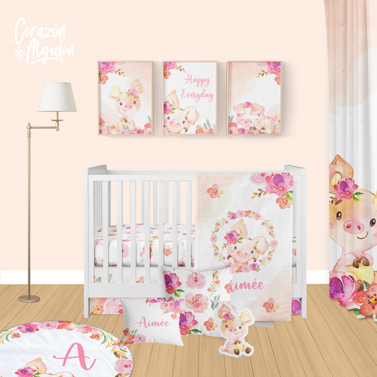 Girl Pig Crib Bedding Set