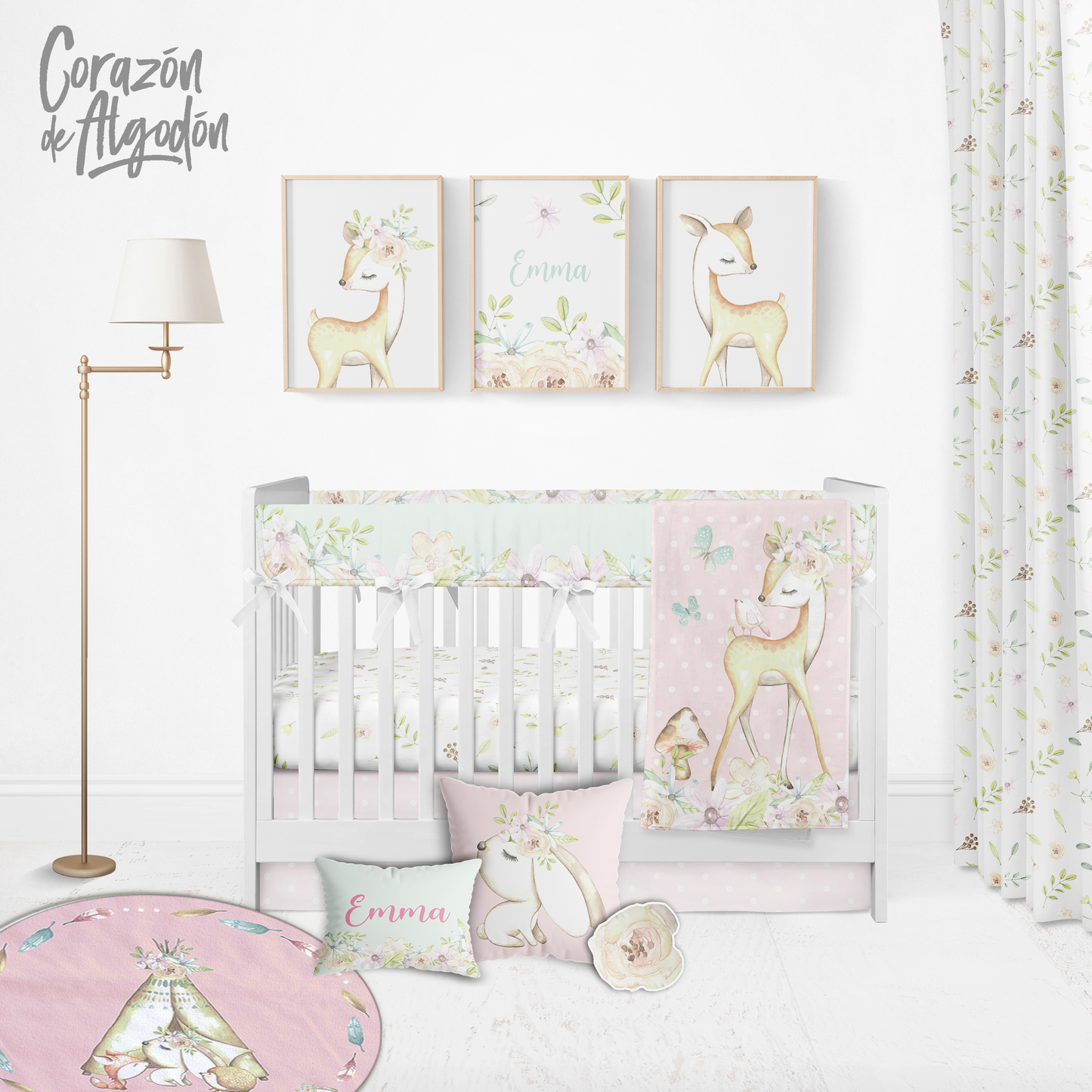 Girl Animals Crib Bedding Set