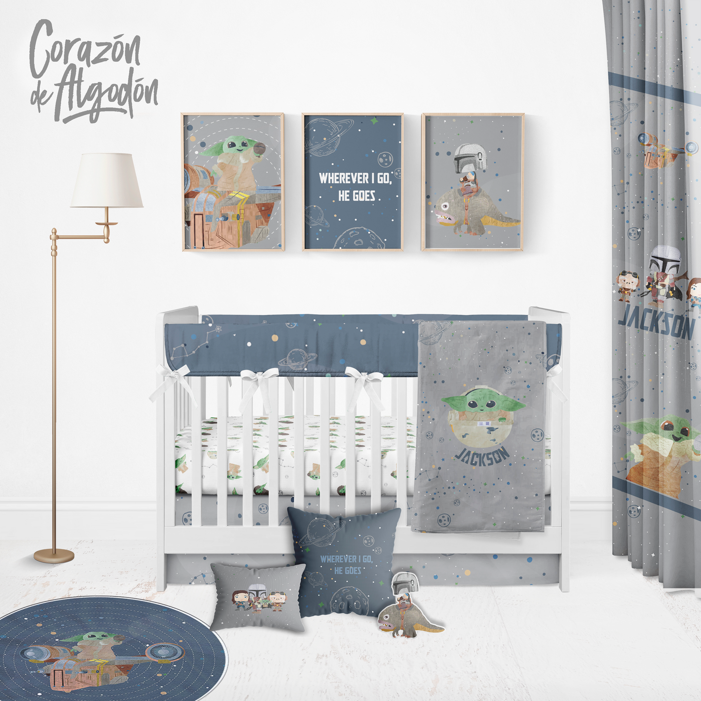 Boy Baby Yoda Crib Bedding Set