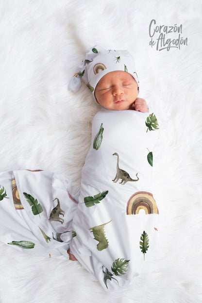 Rainbows and Dinosaurs Swaddle