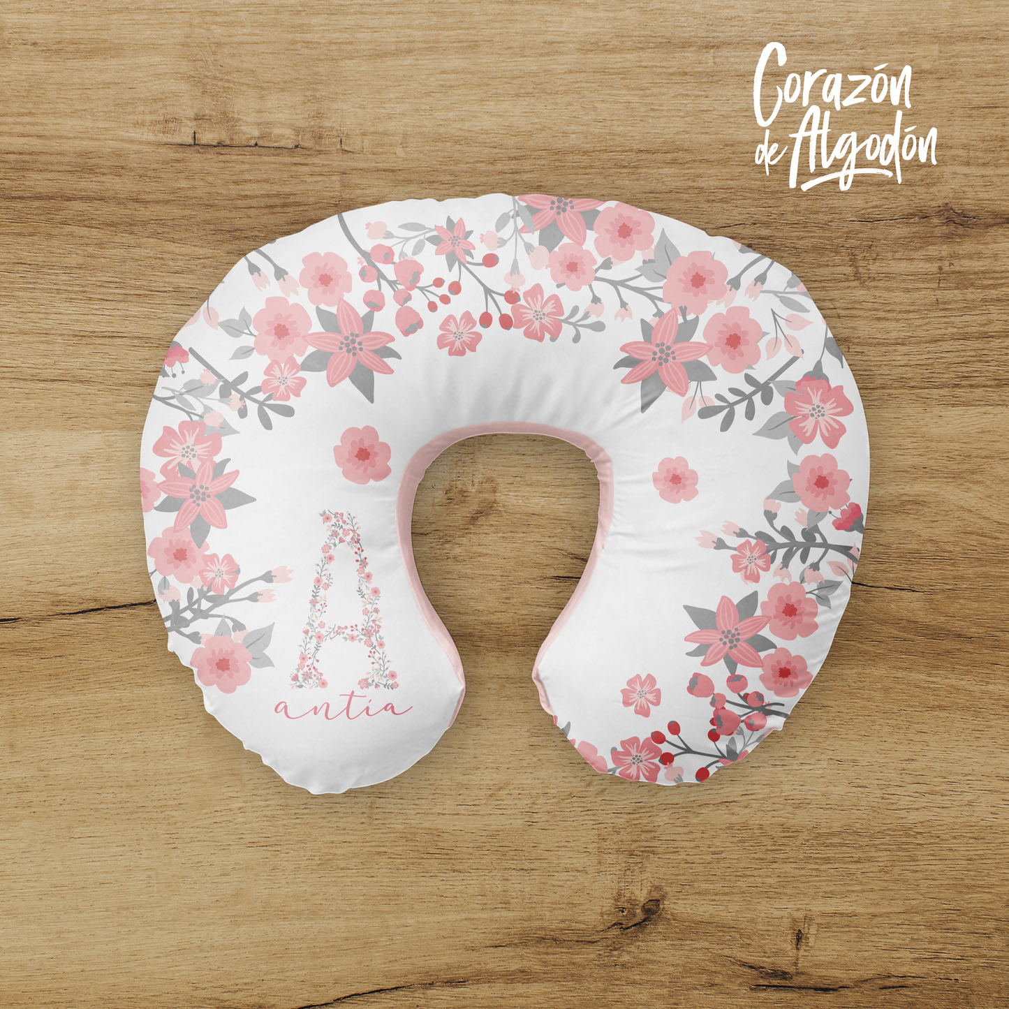 Floral Initial Nursing Pillow Cover