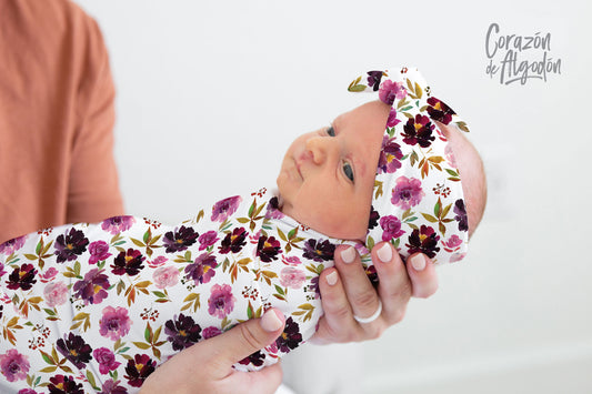 Mauve Flowers Swaddle