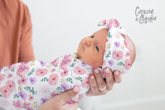 Pink and Lilac Flowers Swaddle