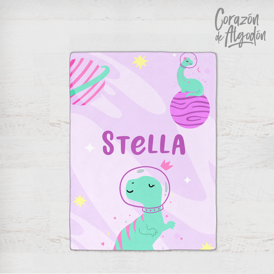 Girl Astronaut Dino Fleece blanket