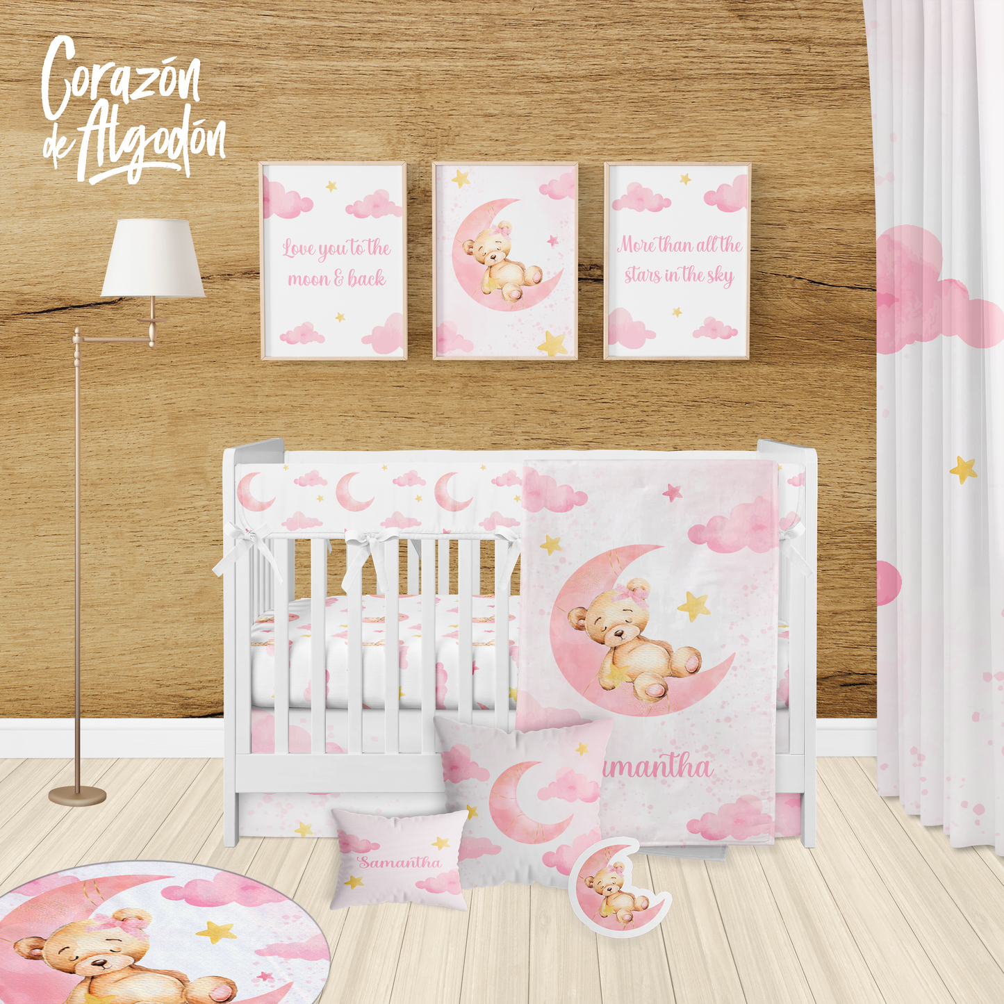 Bear Girl Crib Bedding Set