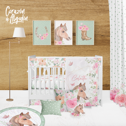 Girl Horse Crib Bedding Set