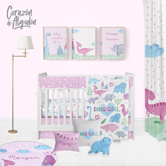 Pink Dinosaur Crib Bedding Set