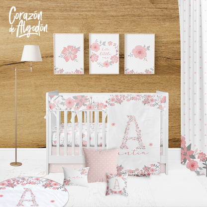 Floral Initial Crib Bedding Set