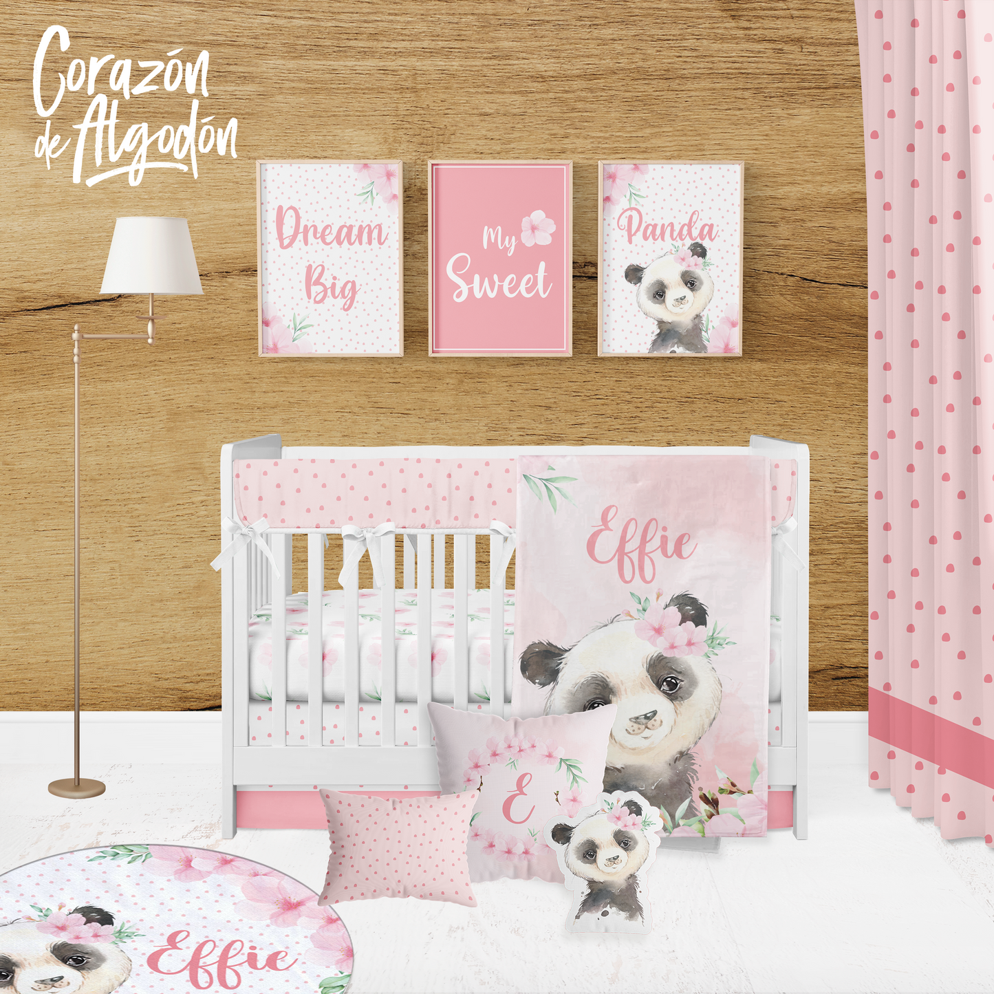 Panda Girl Crib Bedding Set