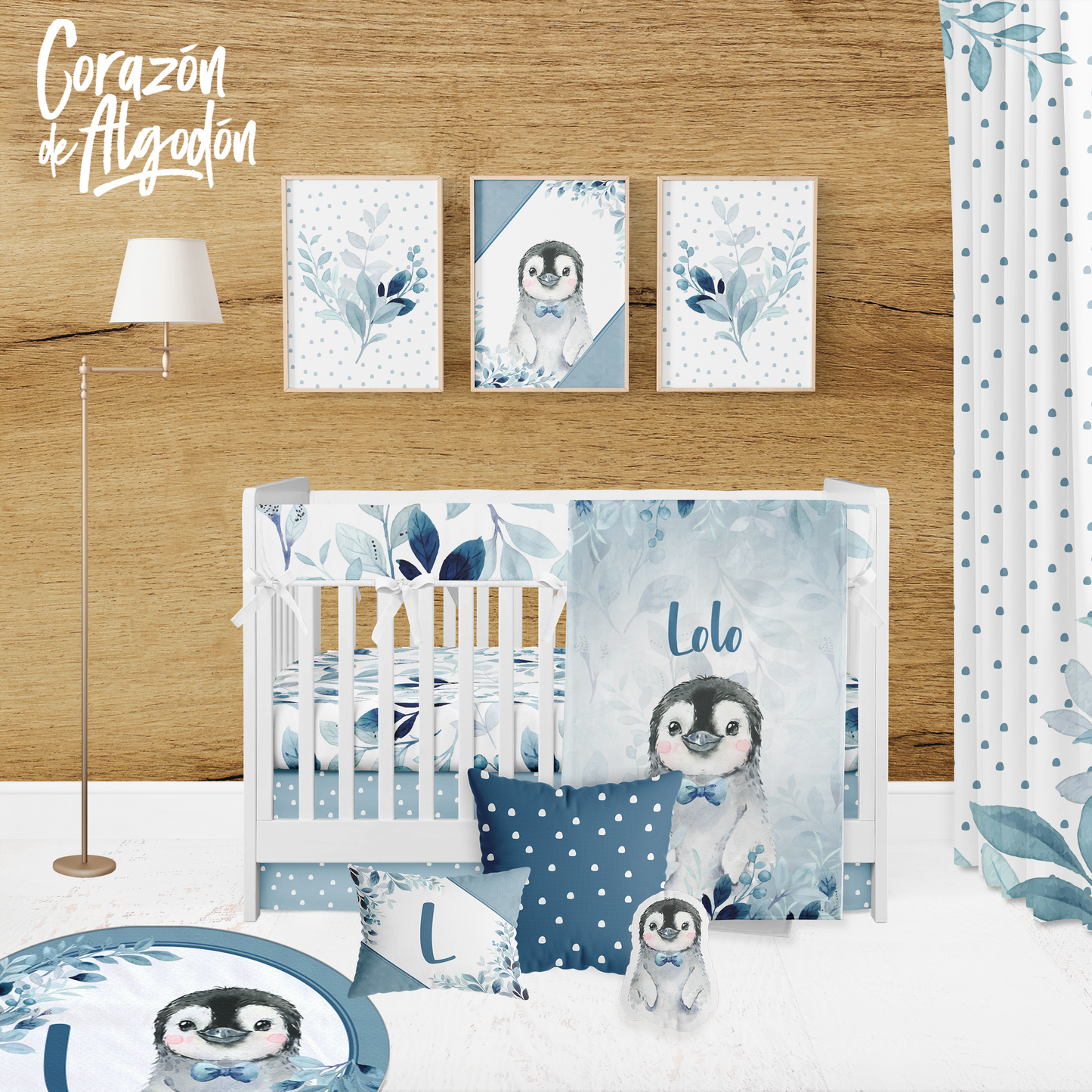 Penguin Boy Crib Bedding Set