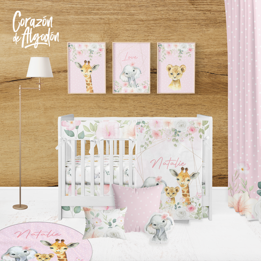 Girl Safari Crib Bedding Set