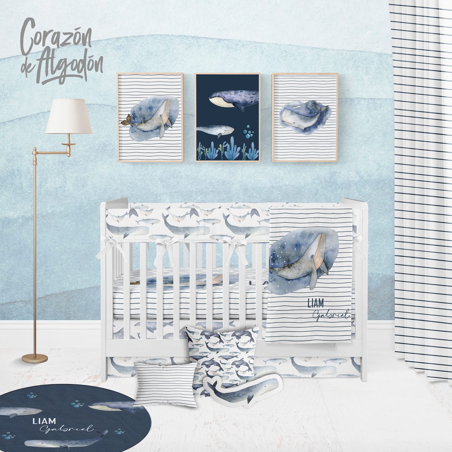 Whale Crib Bedding Set