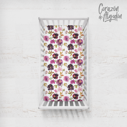 Mauve Flowers Fitted sheet