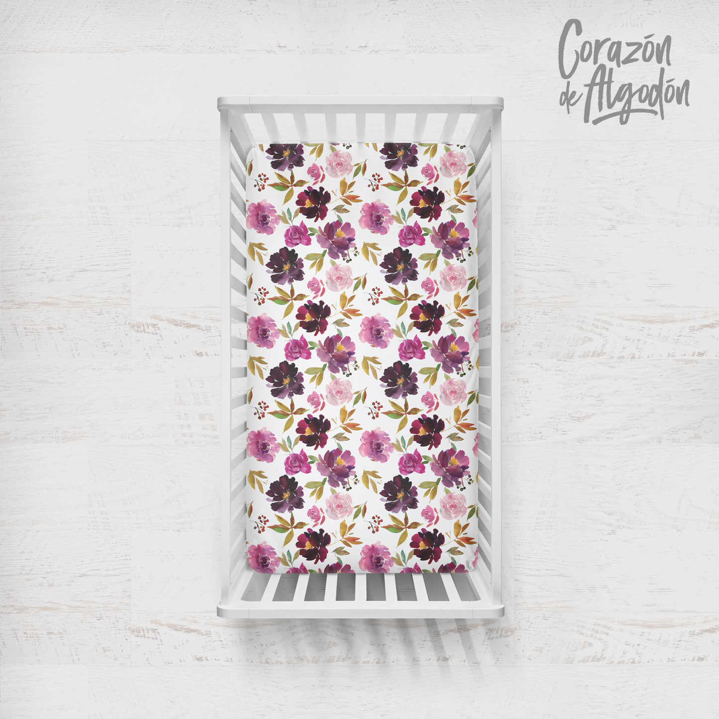 Mauve Flowers Crib Bedding Set