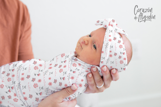 Pink And Gray Flowers Swaddle