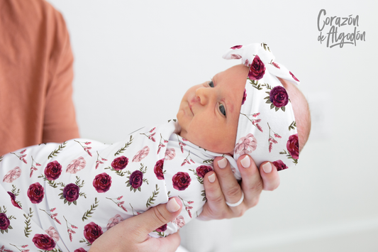 Burgundy Flowers Swaddle