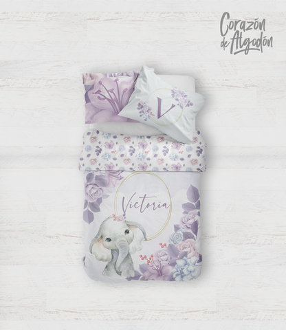 Lilac Elephant Bedding set