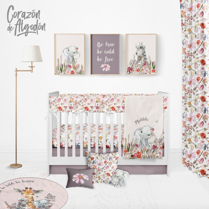 Beige Elephant Crib Bedding Set