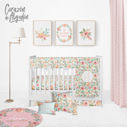 Flowers and Feathers Crib Bedding Set
